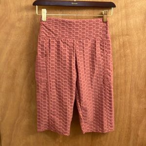 Pink waffle knit biker shorts